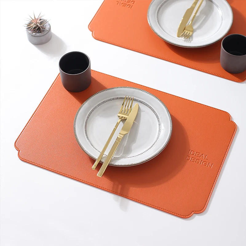 

Thickened Leather Tableware Nordic Style Water-proof Oil-proof Heat Insulation Table Mat Light Luxury High-end Western Mat