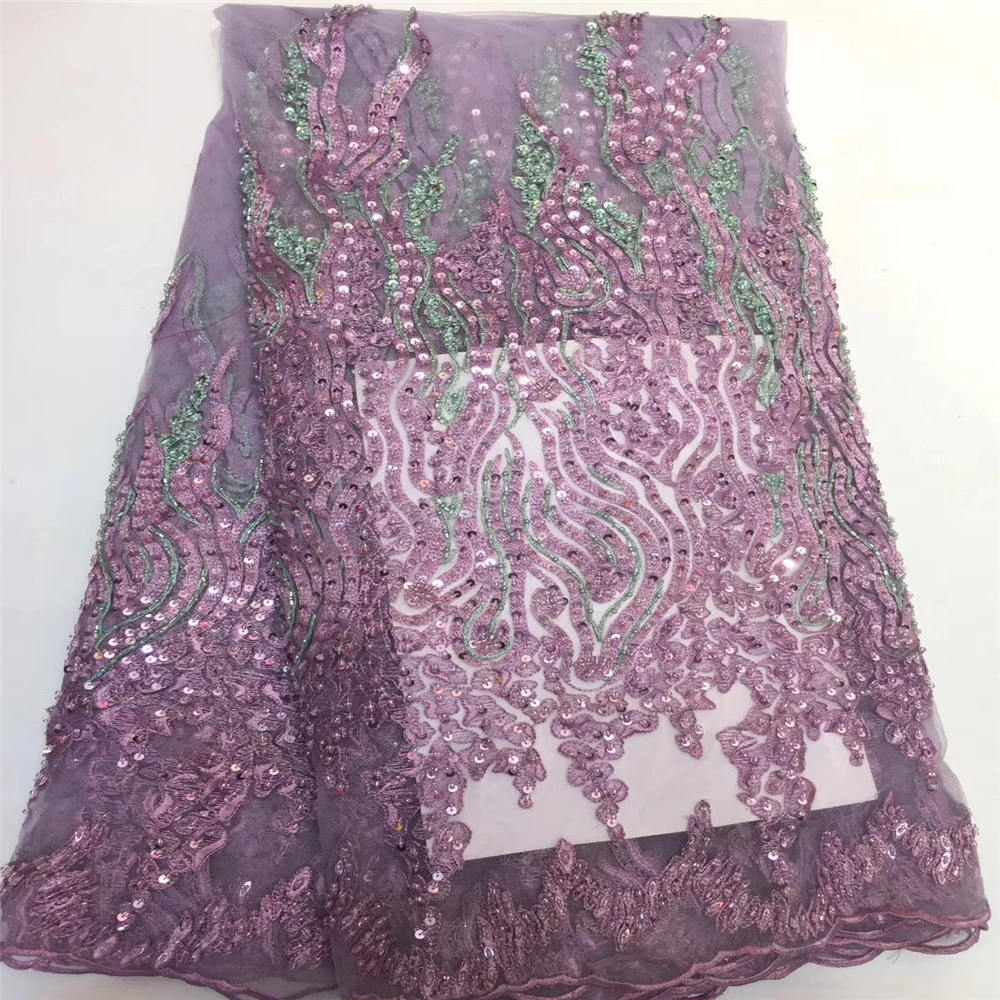 New Style French Nigerian Sequins Mesh Lace African Tulle Sequence Fabric High Quality For Wedding Dress 5 Yards | Дом и сад