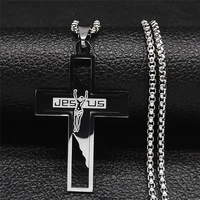 2022 catholicism jesus cross stainless steel chain necklace womenmen big pendant necklace jewelry acero inoxidable n4292s05