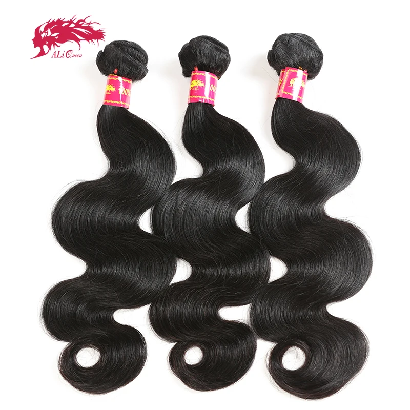 Ali Queen Raw Virgin Hair Body Wave Unproccessed One Donor Hair Brazilian Human Virgin Hair Bundle Double Drawn Natural Color