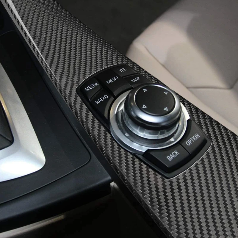 

Carbon Fiber Car Gear Shift Knob Panel Cover Multimedia Button Panel Trim Sticker Kit For-BMW 3 Series 6Th F30 F34
