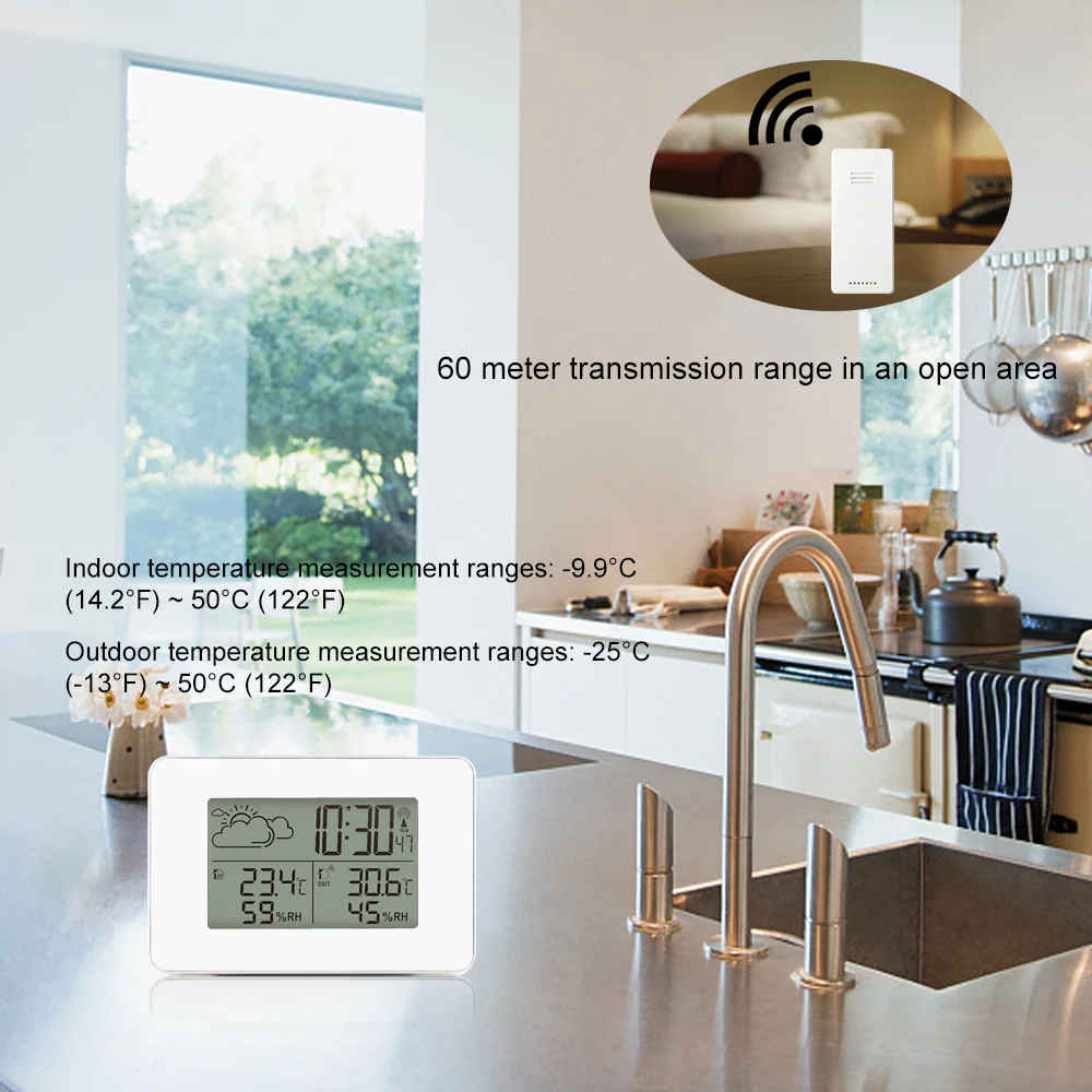 fanju weather station alarm clock electronic digital wireless sensor forecast snooze table watch dcf thermometer hygrometer tool free global shipping