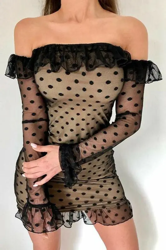 2020 супер сексуальное женское мини-платье Bodycon из прозрачной сетки с длинным
