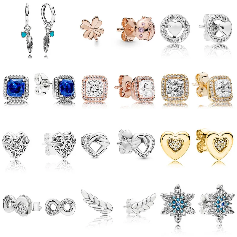 

Women Ear Studs Leaf Clover Ladybird Knotted Heart Timeless Elegance Crystal Earring With Women Wedding Jewelry