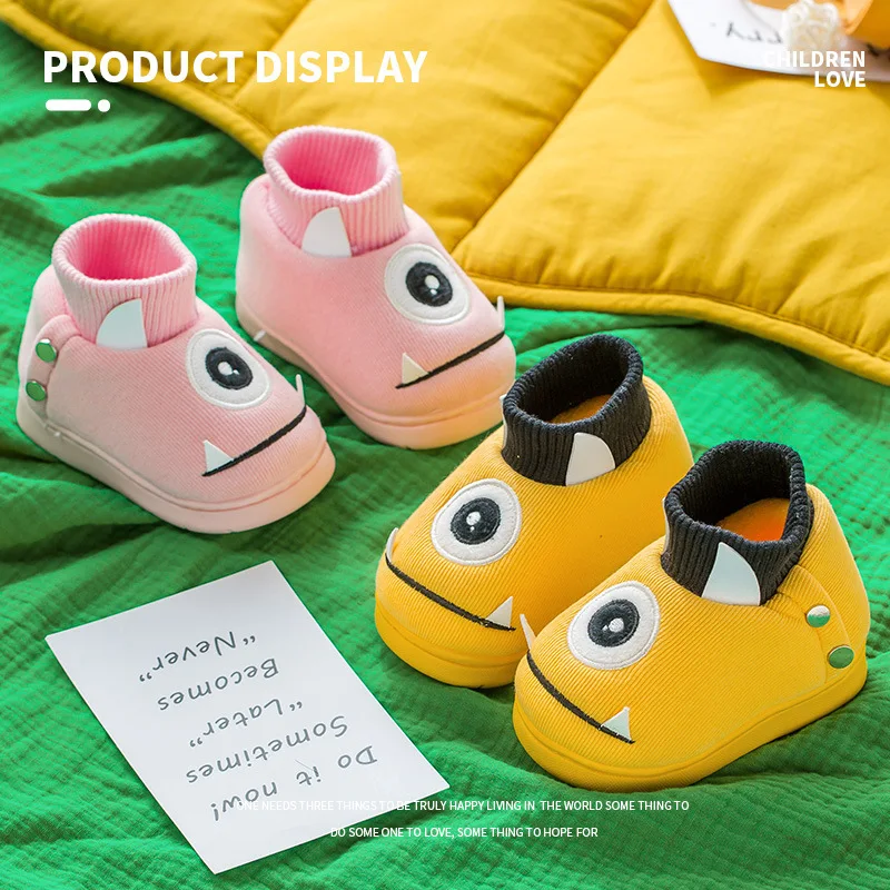 

Baby Cotton Shoes Cute Cartoon Newborn Baby Crawling Shoes Indoor Non Slip Boys Girls' Slippers Winter Warm Cotton Kids Shoes
