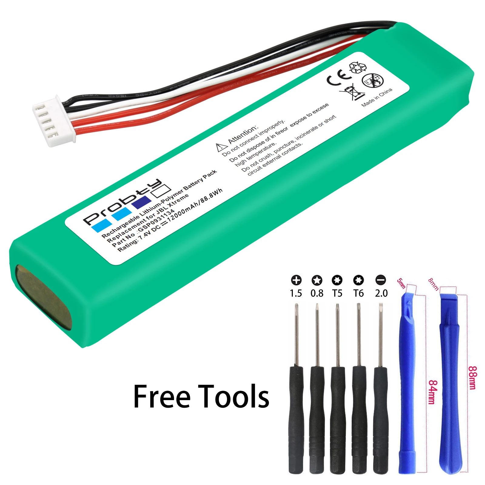Батарея Probty 7 4 V 12000mAh GSP0931134 для JBL XTREME Xtreme|Цифровые аккумуляторы| |