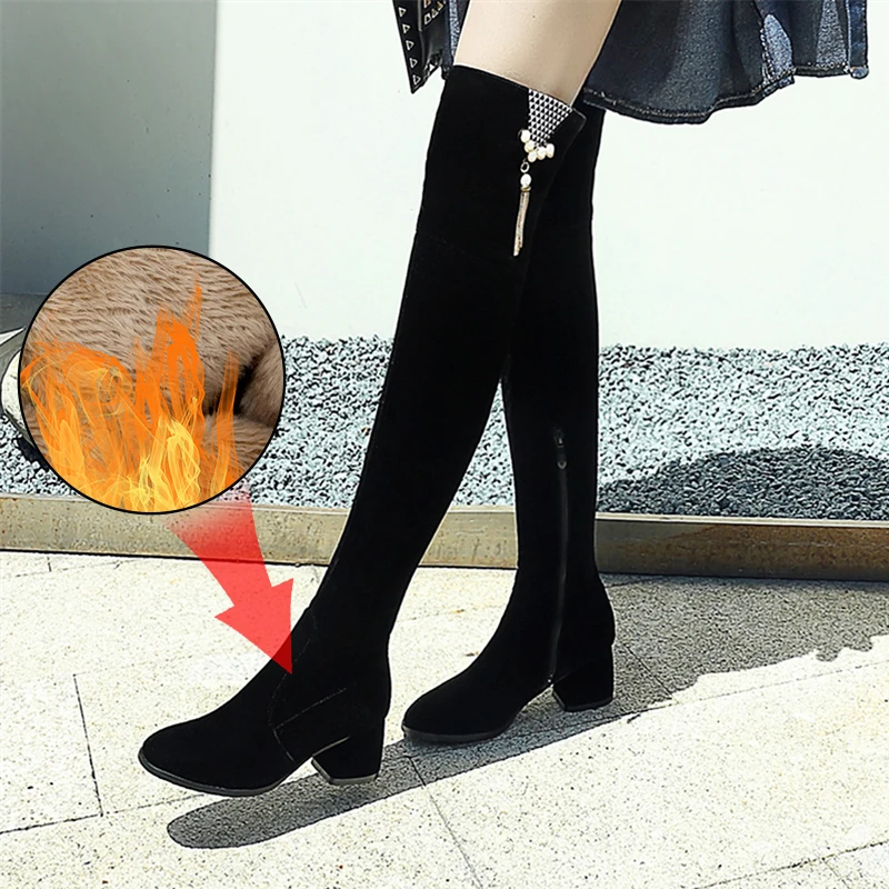 Plus Size 34-43 Fashion Women's Winter Shoes Over The Knee Boots High Quality Faux Suede Brand Women Shoes Women Winter Boots