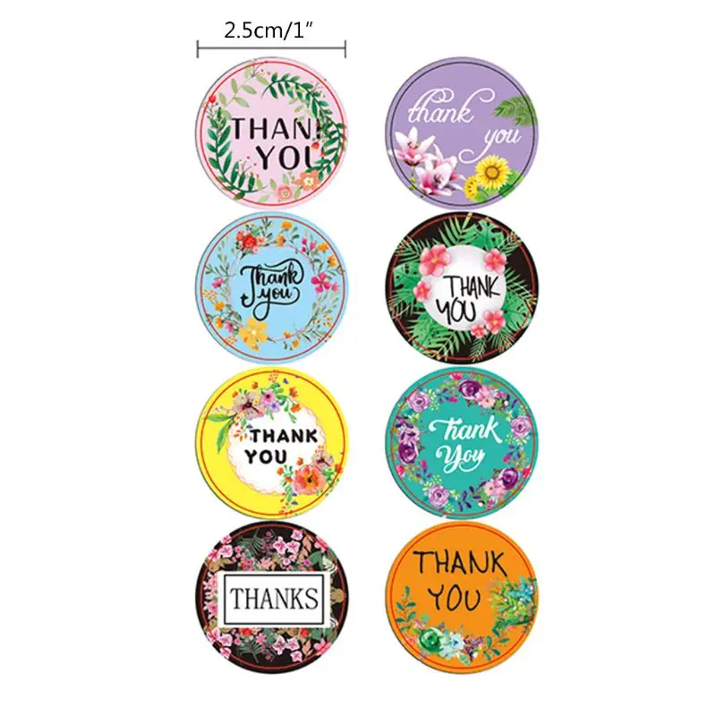 

500pcs Christmas Plant Flower Thank You Stickers Seal Label for Wedding Xmas Gift Package Envelope Stationery Sticker