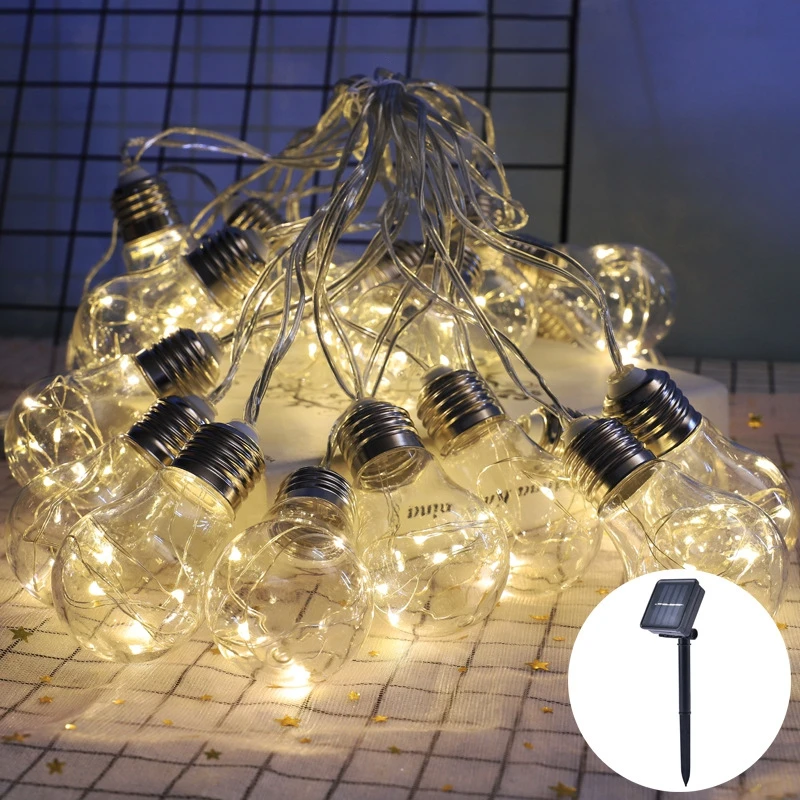 

LED Solar Bulbs String Fairy Lights Outdoor Lamp 10/20 Decoration Garden Waterproof Ball String Christmas Garland Decor LED Lamp