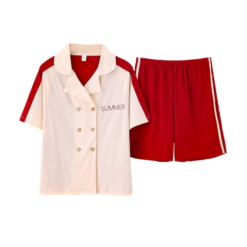 Комплект женской хлопковой пижамы kuпокаsi с отложным воротником комплект из 2