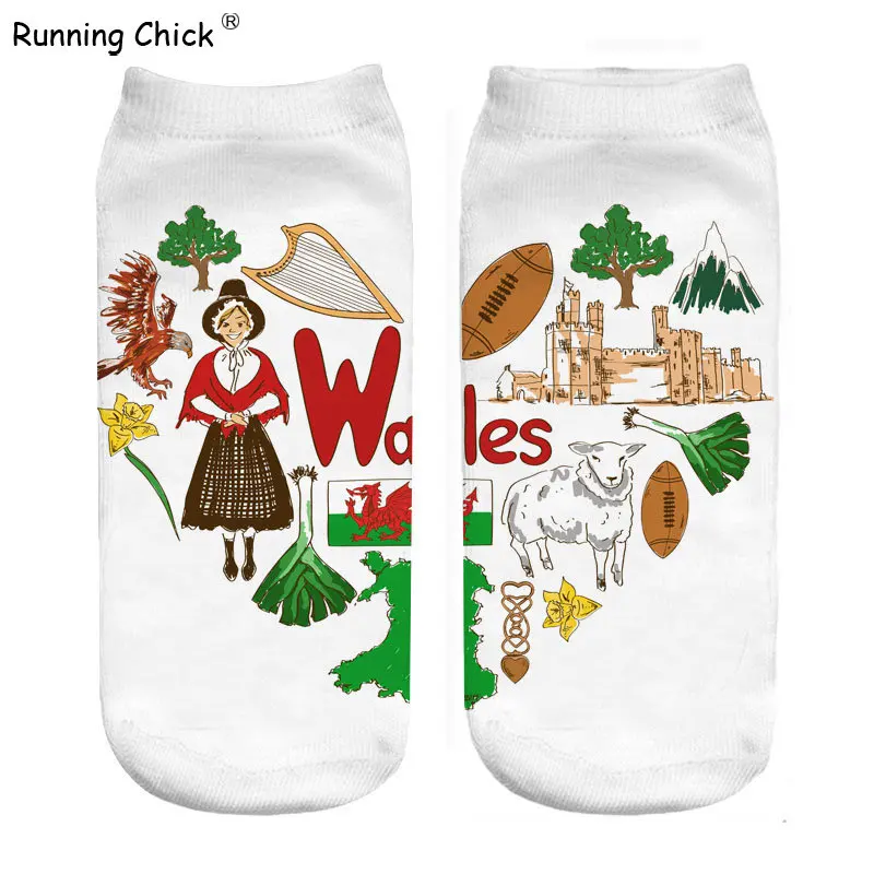 Носки Бег цыпленок Уэльс Любовь 3d принт дропшиппинг оптовая