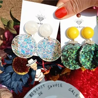 earrings for women 2021 fashion acrylic accessories for women round acrylic boho vintage drop earrings korean new earrings set