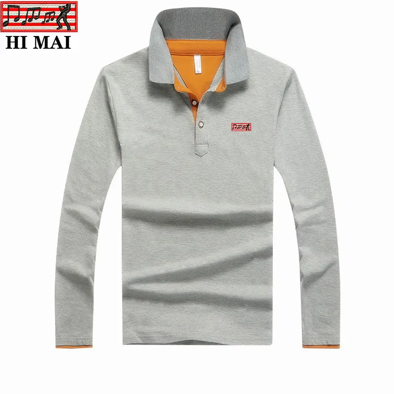 

Top quality 2020 Autumn Men's long sleeve polos shirts 95% cotton M-4XL casual solid color mens polos shirts fashion mens tops