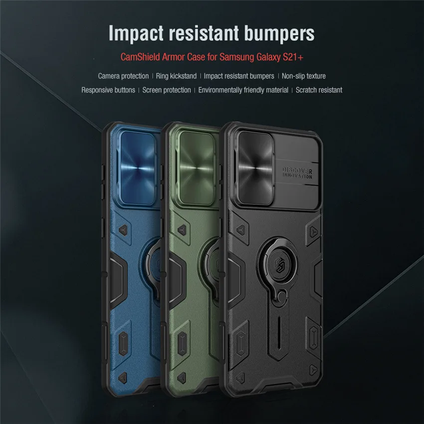 para Samsung Galaxy Pára-choques para Samsung S21 + Case S21 + Proteção da Câmera Camshield Armadura Case Nillkin Impacto Resistente