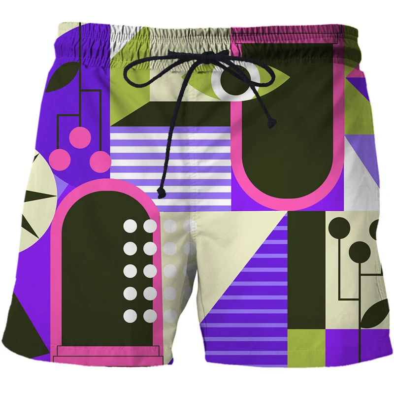 new Men Beach Shorts Summer Fashion 3d Short Abstract interesting geometric patterns Pattern board shorts off swimwear short