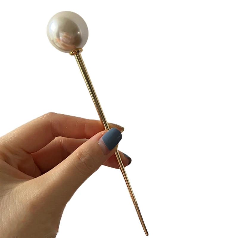 

Faux Pearl Hair Stick Fork Chignon Pin Retro Metal Chopstick Hairpin Bun Holder