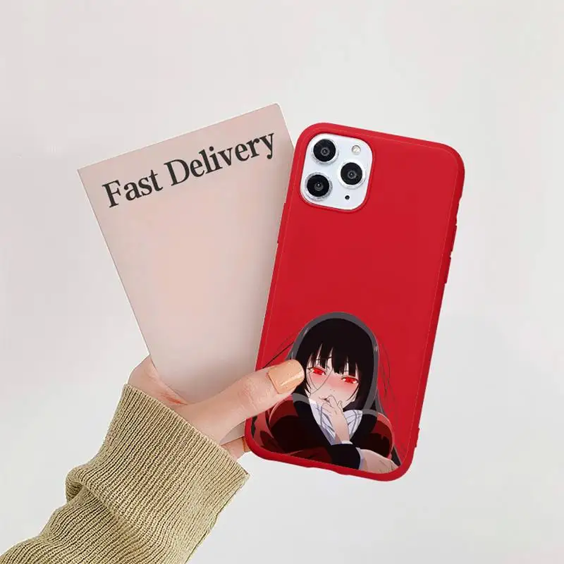 

Crazy Excitement Manga Kakegurui Phone Case Candy Color Red for iPhone 11 12 pro XS MAX 8 7 6 6S Plus X 5S SE 2020 XR