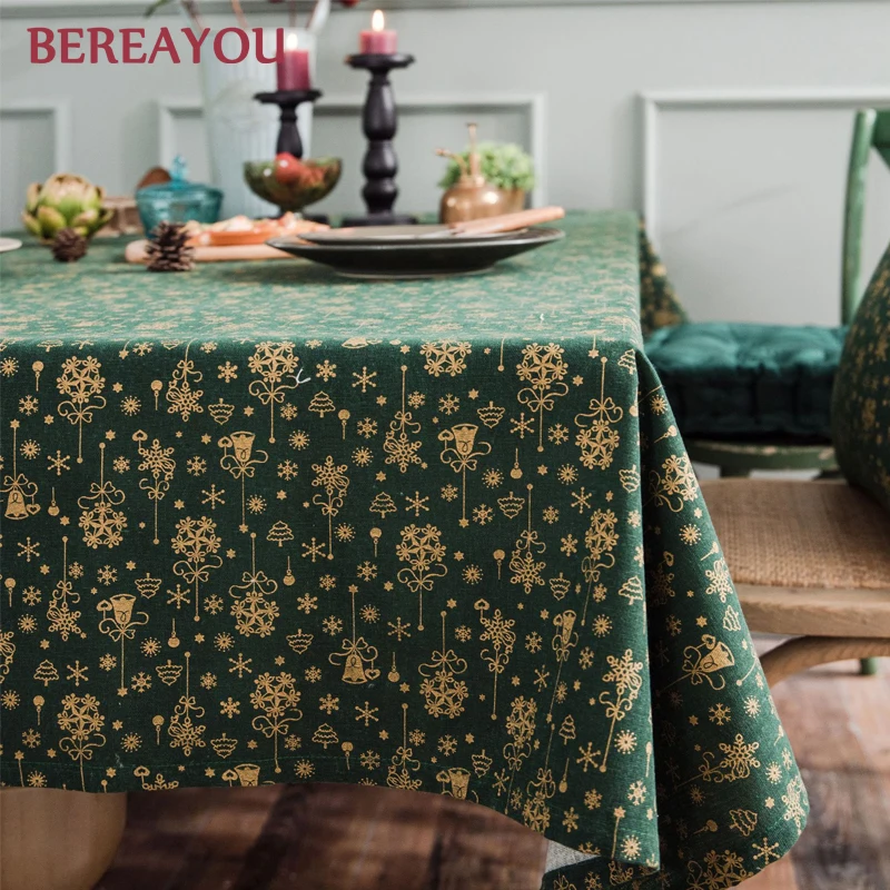 Скандинавские рождественские скатерти из хлопка и льна с японским принтом