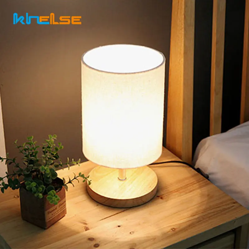 Крытый E27 прикроватный светильник с затемнением современный деревянный тканевый