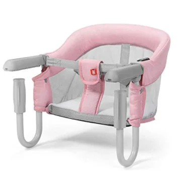 pink Портативный детский стульчик для кормления, складной стул для кормления, ремень безопасности, обеденный крючок для стула, упряжь, детский коврик для обеда - Цвет: pink