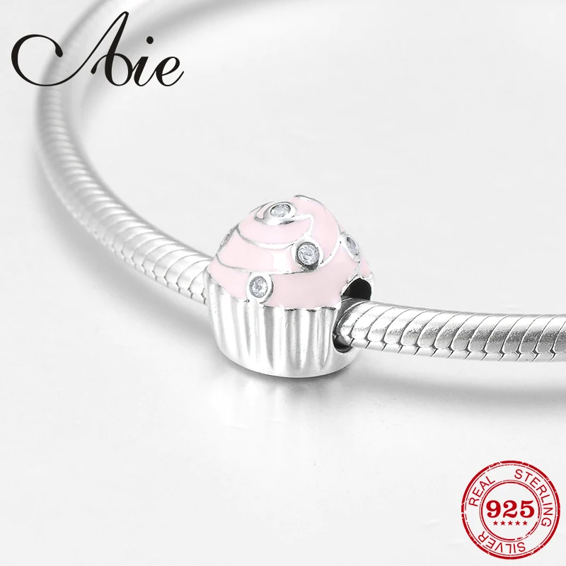 Десерт любимый 925 пробы серебряный розовый эмаль прозрачный CZ хорошее мороженое