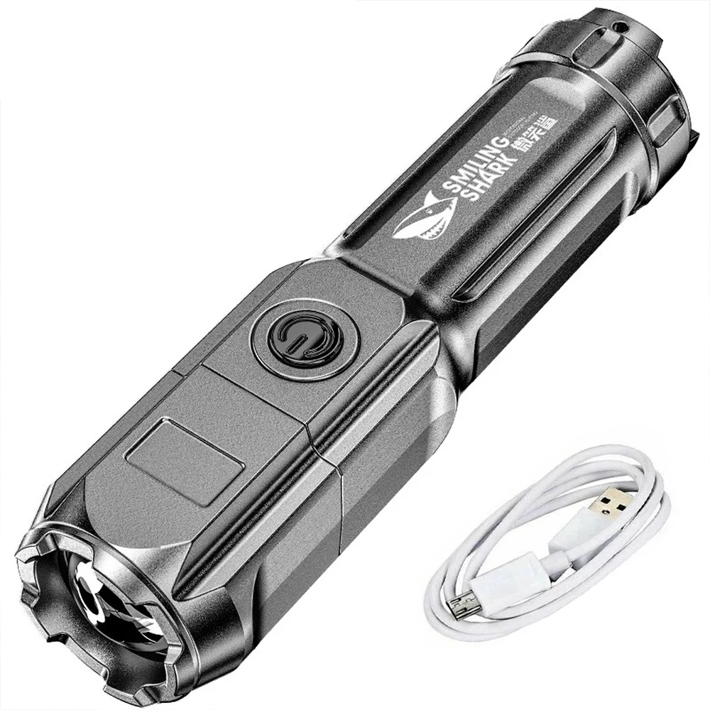 

Portable Ultra Bright Led Flashlight Zoom Tactical Torch USB Rechargeable Flashlight Camping Hiking Fishing Multi-function Torch