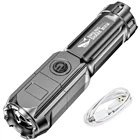 Портативный Ультраяркий светодиодный фонарик с зумом, тактический фонарик с зарядкой от USB, многофункциональфонарь фонарик для кемпинга, походов, рыбалки