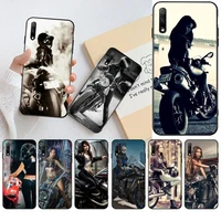 cutewanan motorcycle girl coque shell phone case for huawei honor 20 10 9 8 8x 8c 9x 7c 7a lite view pro