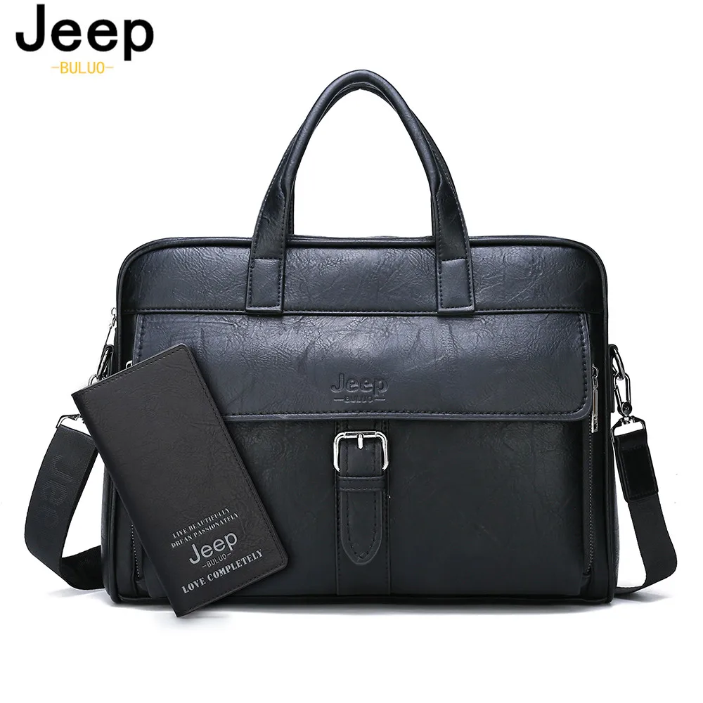 JEEP BULUO, мужской деловой портфель, сумка, высокое качество, дорожная сумка для мужчин, спилок, кожа, 14 дюймов, сумка-мессенджер для ноутбука