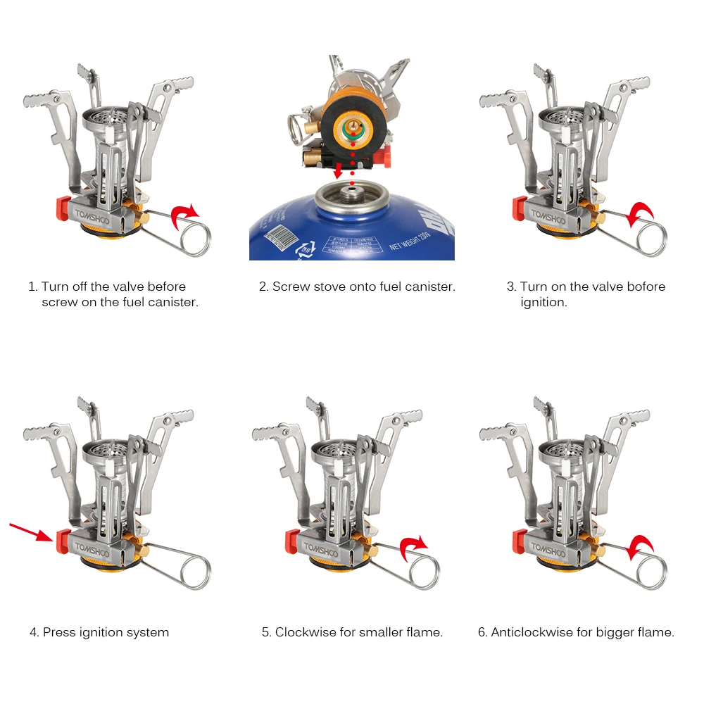Уличная газовая горелка TOMSHOO складная для кемпинга с электрической кнопкой