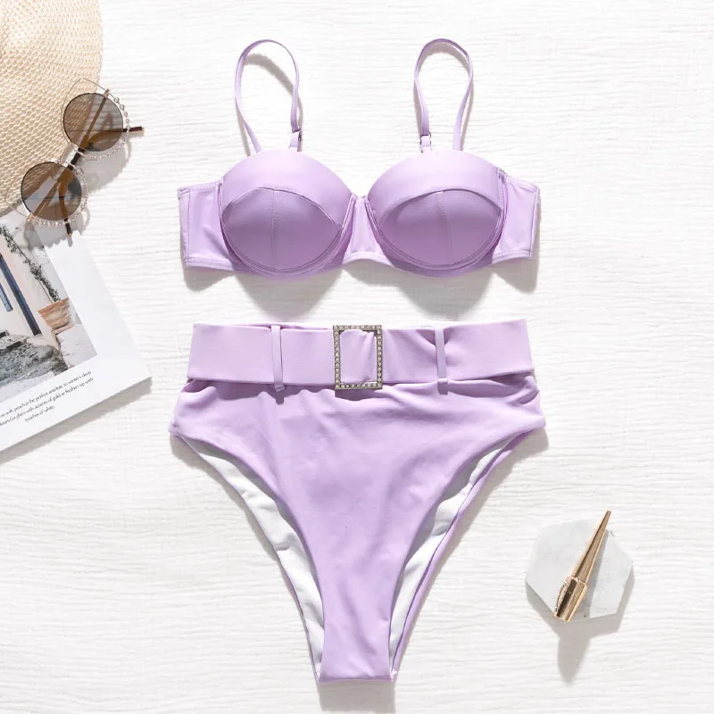 In-X 2020 сексуальное бикини с пуш-ап купальник высокой талией женский поясом