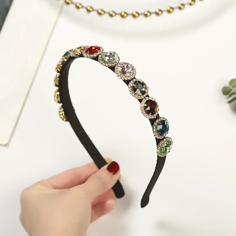 

European and American Baroque Diamond Pearl Hairband Korean Spring And Summer East Gate Palace Style Sweet Retro Hair Loop