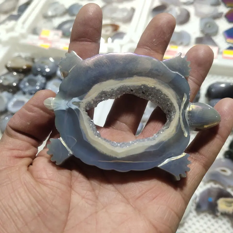 

1 шт. натуральный агат гальванический ручной работы многоцветная черепаха полированный кристалл черепаха подарки натуральные камни и мине...