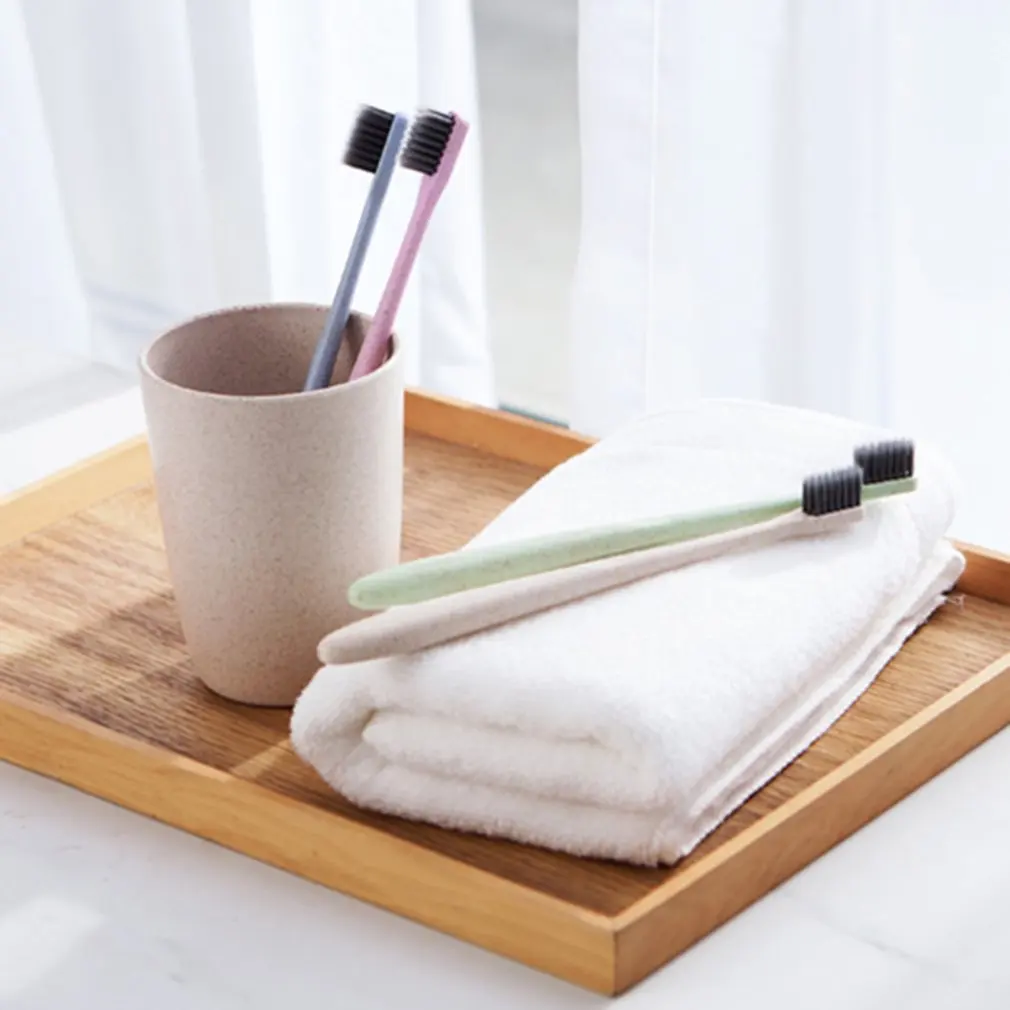 

Portable Bamboo Charcoal Soft Toothbrush Wheat straw HQS-108115