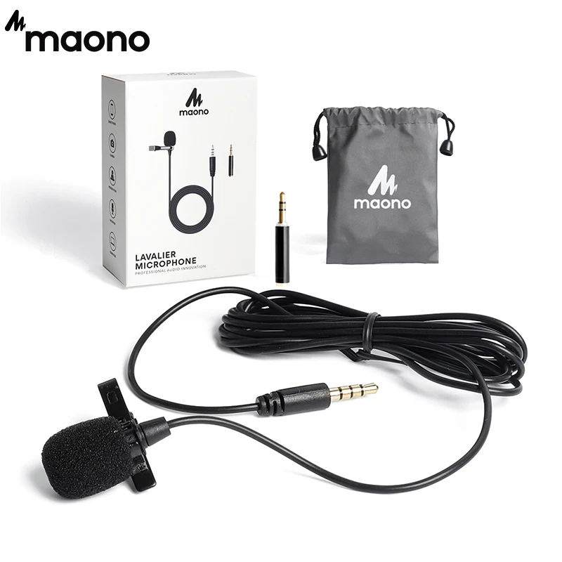 

MAONO Lavalier Microphone Handsfree Condenser Microphone Clip On Vocal Recording Lapel Mic Wired Studio Microphone for DSLR Cam