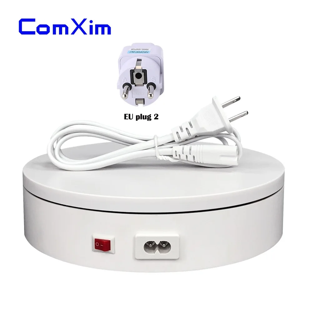 White 220V EU plug2 ComXim MT200AL15 30 сек/lap 220V 20 см 360 градусов автоматический вращающийся стол с электрическим приводом фотографии ювелирных изделий дисплей стенд - Цвет: White 220V EU plug2