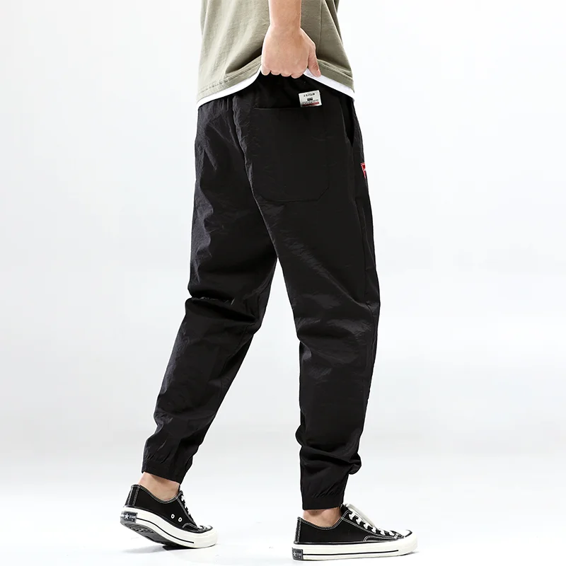 Мужские хлопковые льняные бегунов черные Брендовые мужские брюки Harajuku для