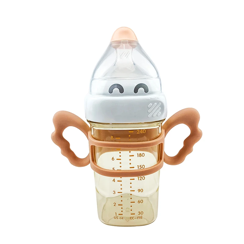 ins new Singapore hegen baby bottle with silicone handle 150ml and 240ml safe and harmless ppsu square feeding bottle