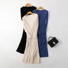 Hlbcbg novo vestido feminino suéter longo, vestido linha a grosso, de malha fina para outono e inverno (2)