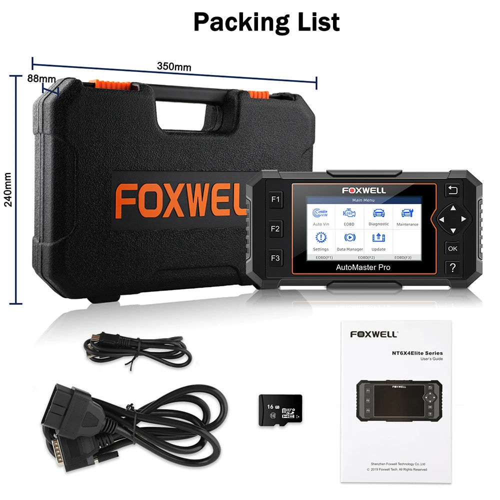

Foxwell NT624 Elite OBD2 Scanner Code Reader EPB Oil Service Reset Full System Engine AT ABS SRS System Diagnostic Car Tools
