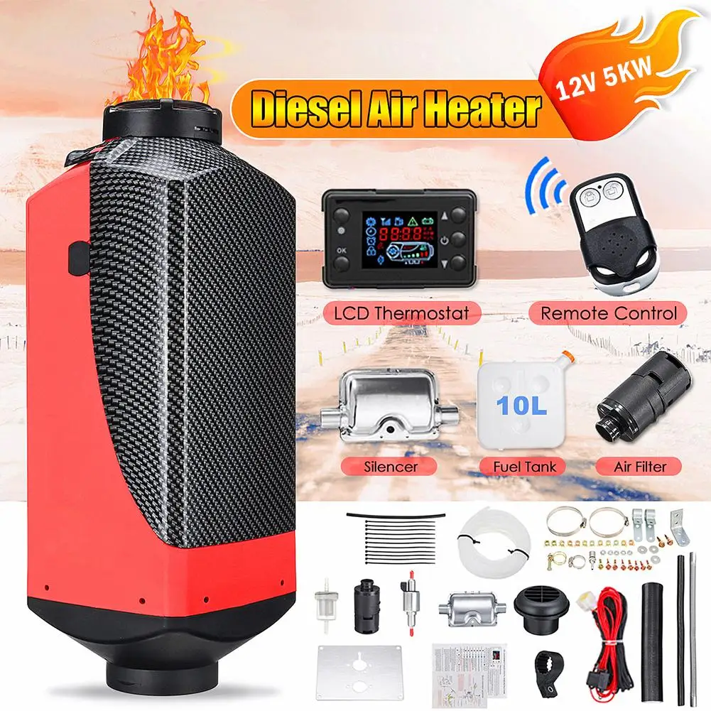 Воздушный дизельный топливный обогреватель с одним отверстием 12 В 5000 Вт ЖК