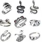 Мужское кольцо из нержавеющей стали, регулируемое кольцо в виде змеи для Хэллоуина, лягушки, кота, лапы рук, 2021