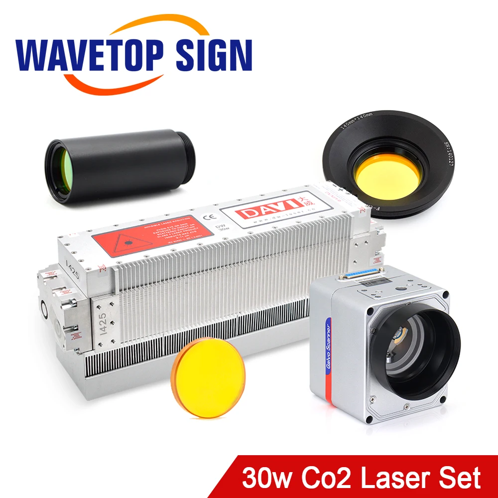Лазерный модуль WaveTopSign DAVI Co2 RF 30 Вт 10 6 мкм комплект головок Galvo диафрагма мм