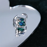 2021 new arrival exquisite green crystal open rings fashion temperament versatile adjustable rings elegant womens jewelry