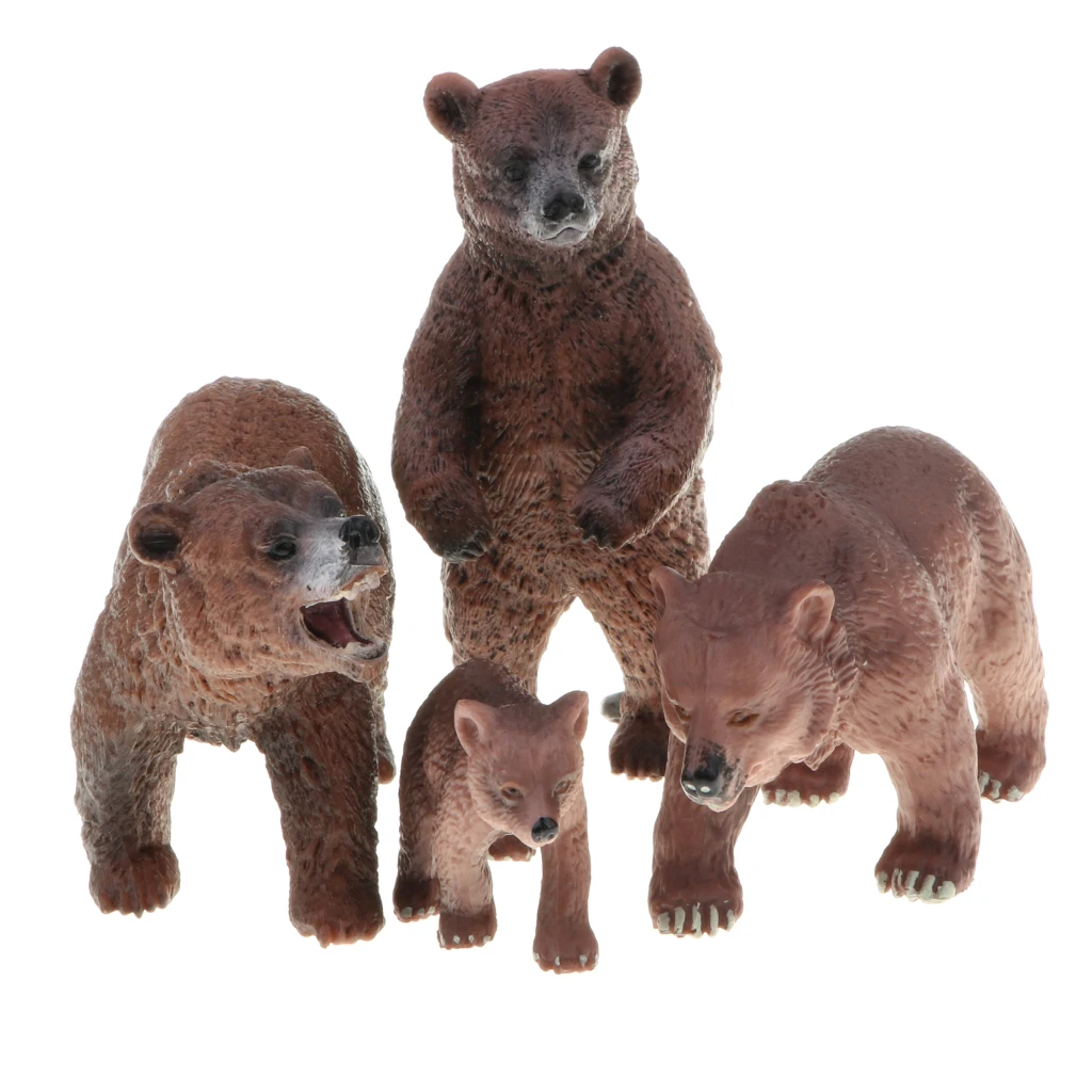 

Pack of 4 Lifelike Wild Grizzly Bear Family Figurine Model Set Collectibles
