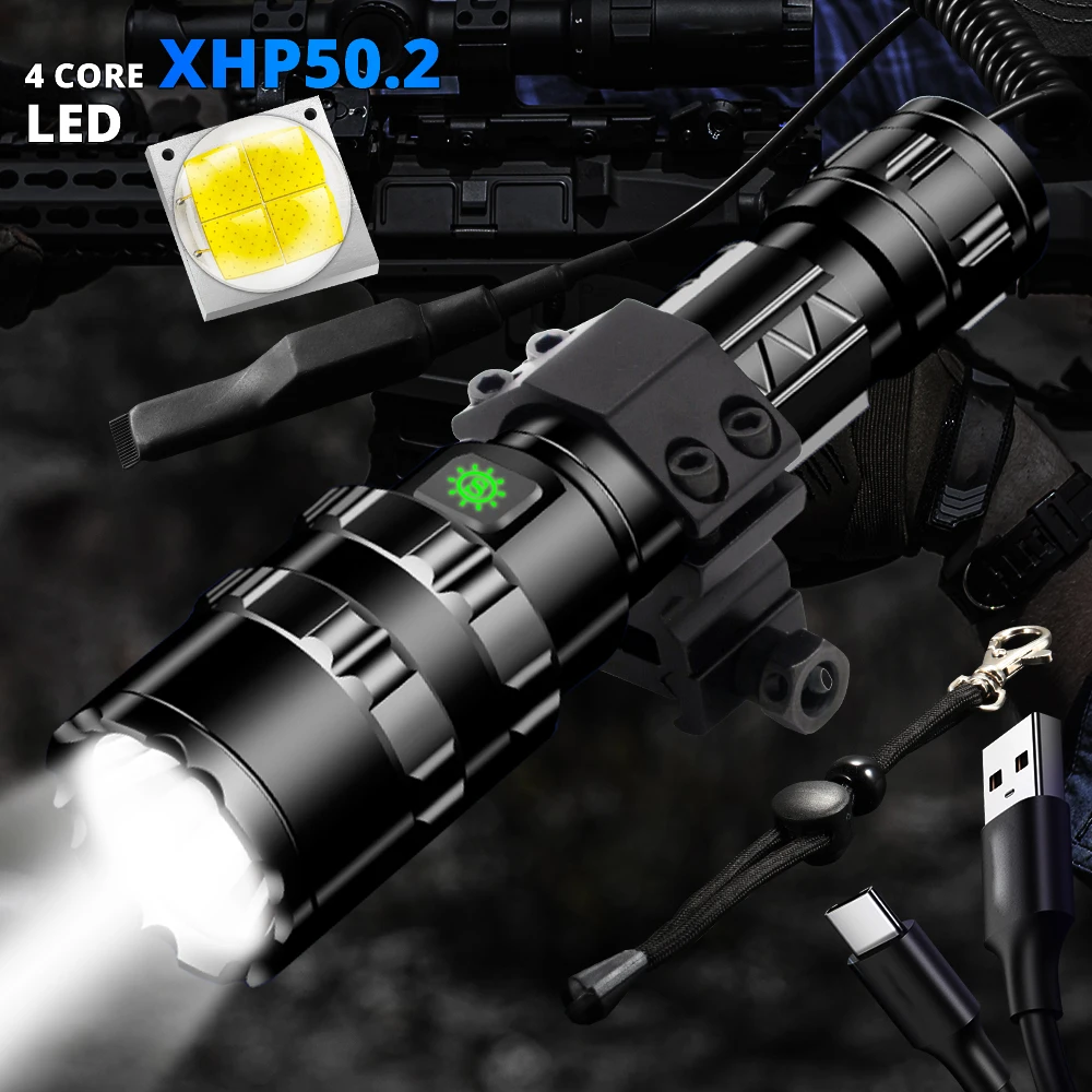 Мощный XHP50 светодиодный фонарь Xlamp алюминиевый охотничий L2 водонепроницаемый с 5