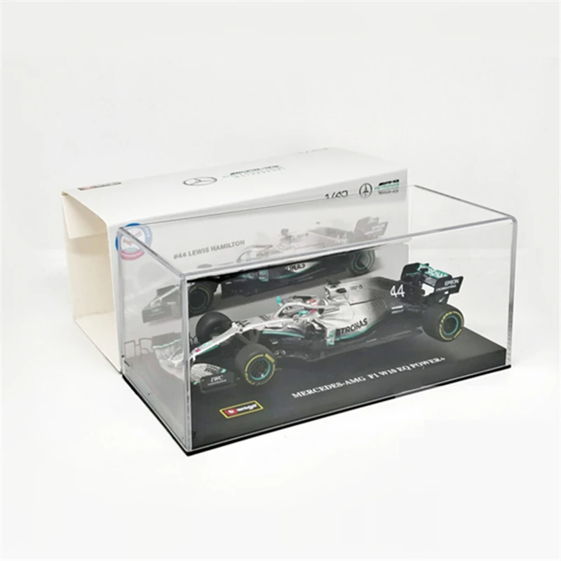 Bburago 1:43 F1 Mercedes Benz 2019 W10-44 Formula car Acrylic dust cover simulation decoration collection toy die casting model |