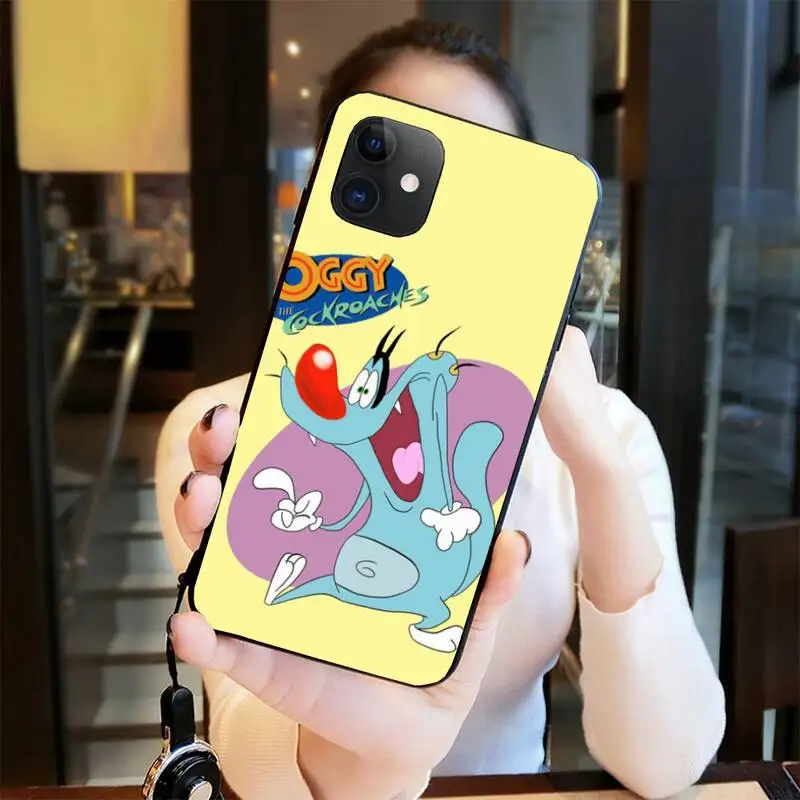 CUTEWANAN Cute cartoon OGGY Cover Black Soft Shell Phone Case for iPhone 11 pro XS MAX 8 7 6 6S Plus X 5S SE 2020 XR case | Мобильные