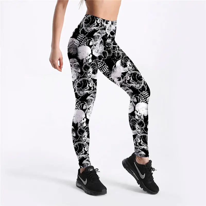 

Women's Leggings Pants Clothing Female Fitness Skull Head Printed Ropa Mujer Sexy Push Up High Waist Sports Tights Leggings