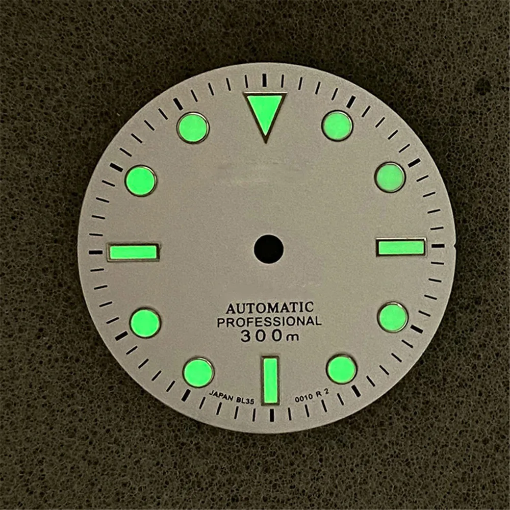 

Sand White 29mm Watch Dial Green Luminous for NH35A/NH36 Movement